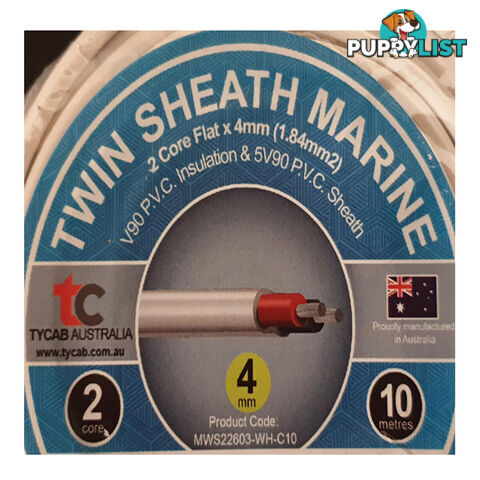 4mm x 10m Tinned Dual Core Wire Automotive and Marine Use TYCAB Australian Wire SKU - MWS22603W10