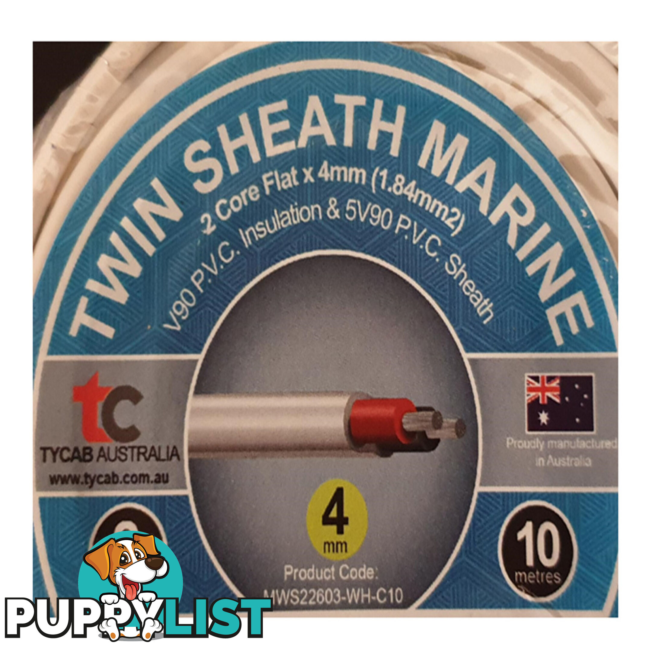 4mm x 10m Tinned Dual Core Wire Automotive and Marine Use TYCAB Australian Wire SKU - MWS22603W10