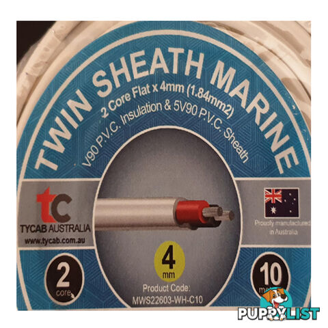 4mm x 10m Tinned Dual Core Wire Automotive and Marine Use TYCAB Australian Wire SKU - MWS22603W10