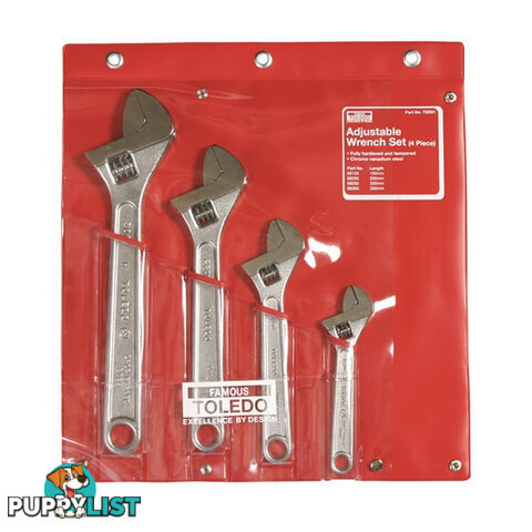 Toledo Adjustable Wrench Roll 4 Pce 150, 200, 250, 300mm SKU - TSR01