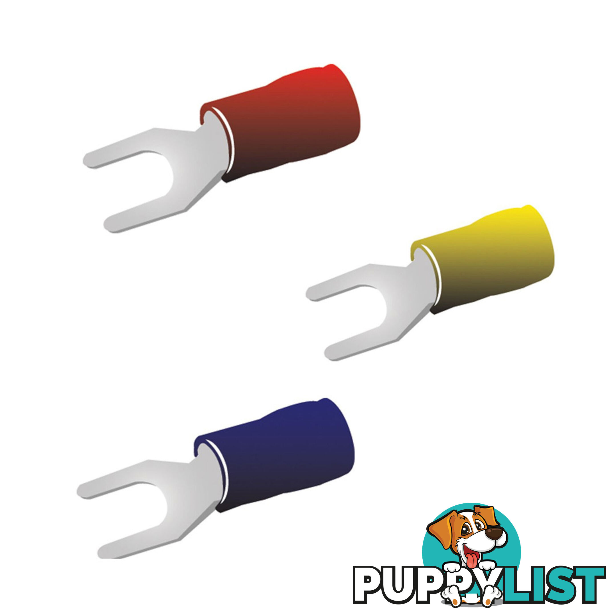 Blue Bar Fork Spade Crimp Terminals Red Blue Yellow Handy or Bulk Pack