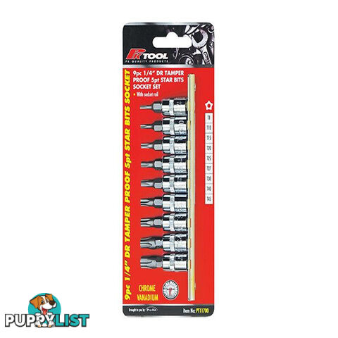 PK Tools 1/4 "dr Tamper Proof 5PT Star Bits Socket 7pc Set SKU - PT11700