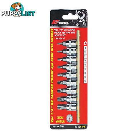 PK Tools 1/4 "dr Tamper Proof 5PT Star Bits Socket 7pc Set SKU - PT11700