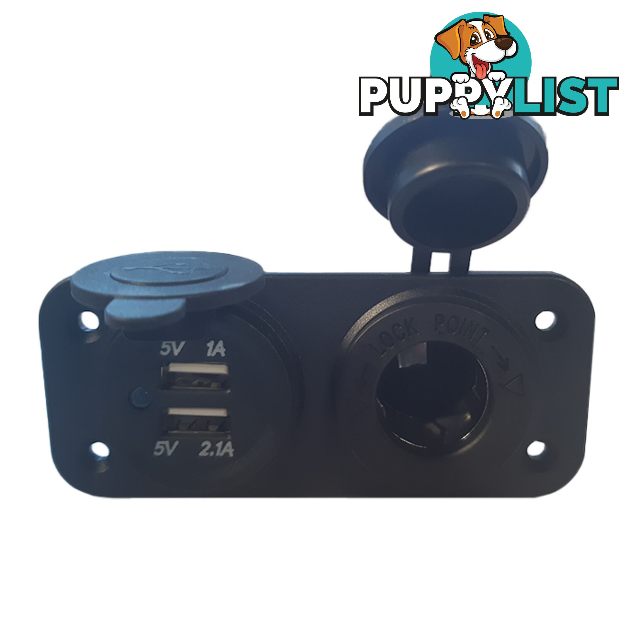 12 Volt Dual USB   Female Cigarette Socket with Flush Mount Plate SKU - DC-239