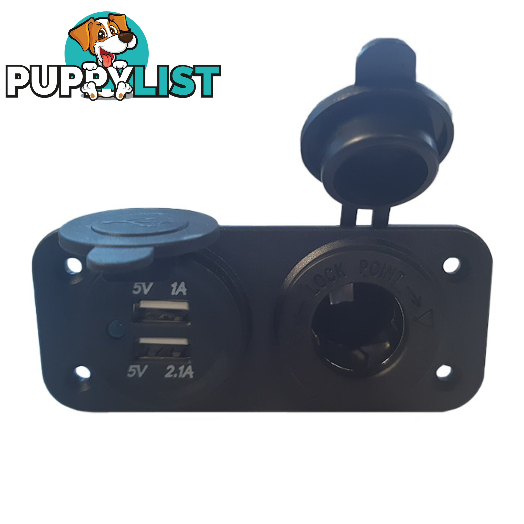 12 Volt Dual USB   Female Cigarette Socket with Flush Mount Plate SKU - DC-239