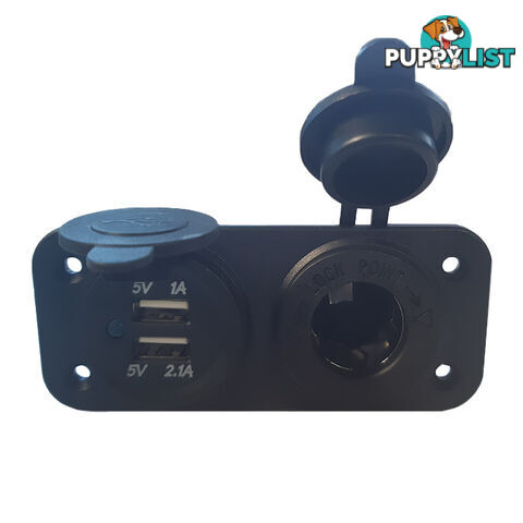 12 Volt Dual USB   Female Cigarette Socket with Flush Mount Plate SKU - DC-239