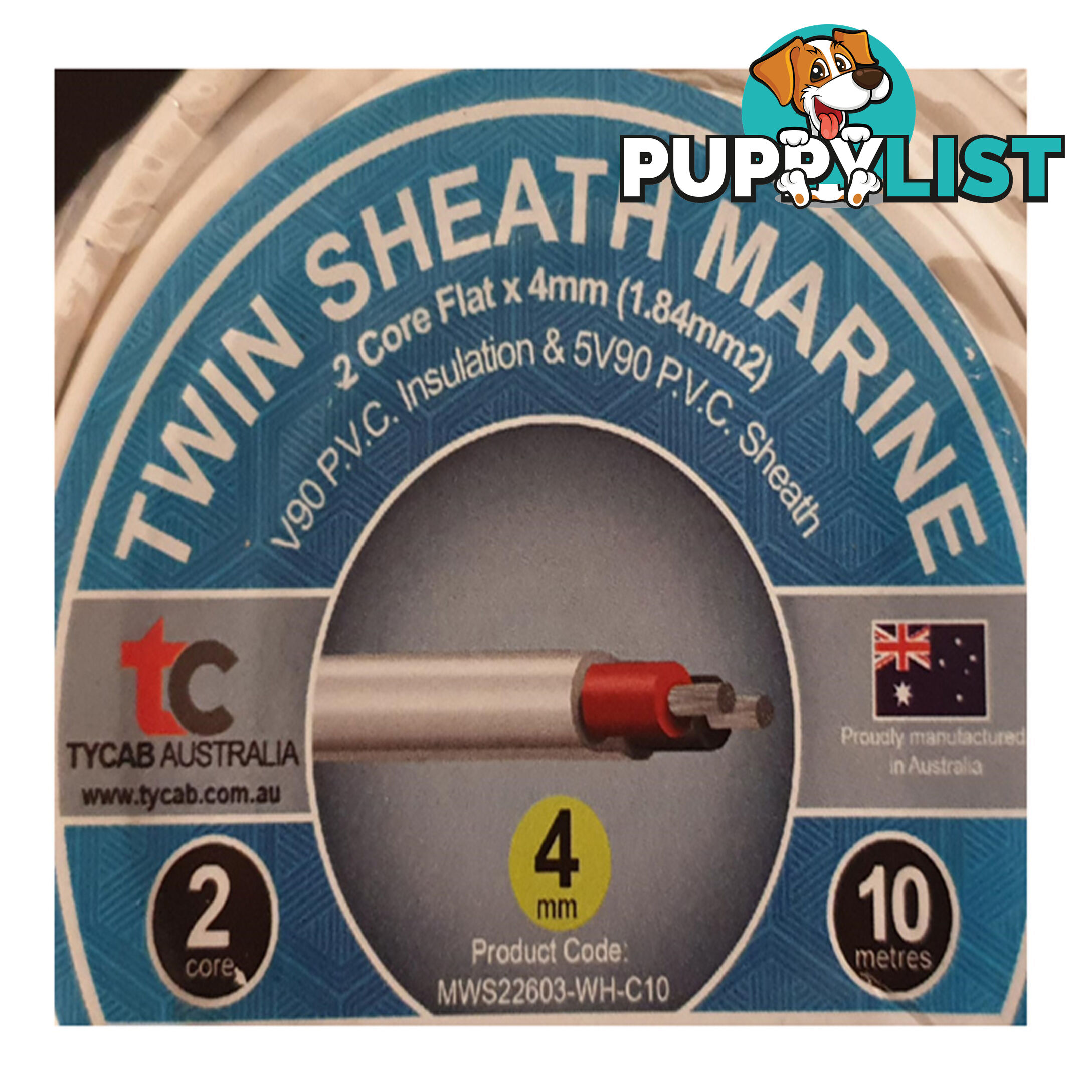 6mm x 10m Tinned Dual Core Wire Automotive and Marine Use TYCAB Australian Wire SKU - 6mmx10mTinned