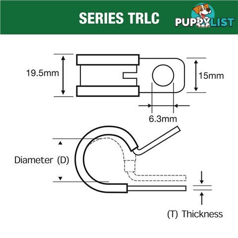 Tridon Rubber Lined Hose Clamp 19mm Stainless Steel 10 pk SKU - TRLCSS19P