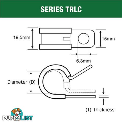 Tridon Rubber Lined Hose Clamp 19mm Stainless Steel 10 pk SKU - TRLCSS19P