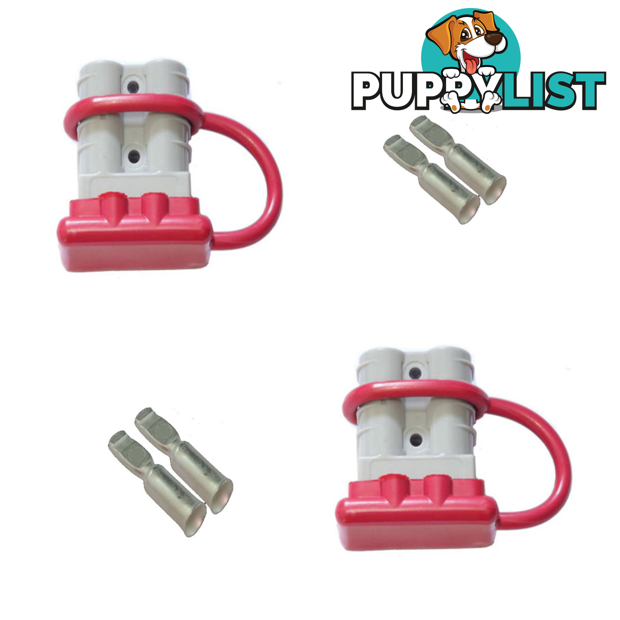 2 x 50 amp Anderson Plugs and Red Dust Covers SKU - BB-50ampAndRedCapx2