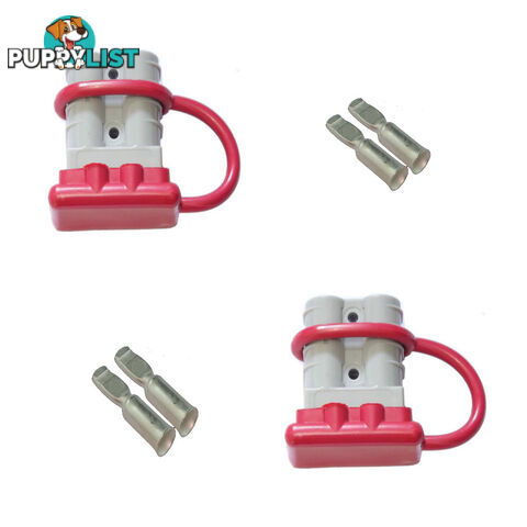 2 x 50 amp Anderson Plugs and Red Dust Covers SKU - BB-50ampAndRedCapx2