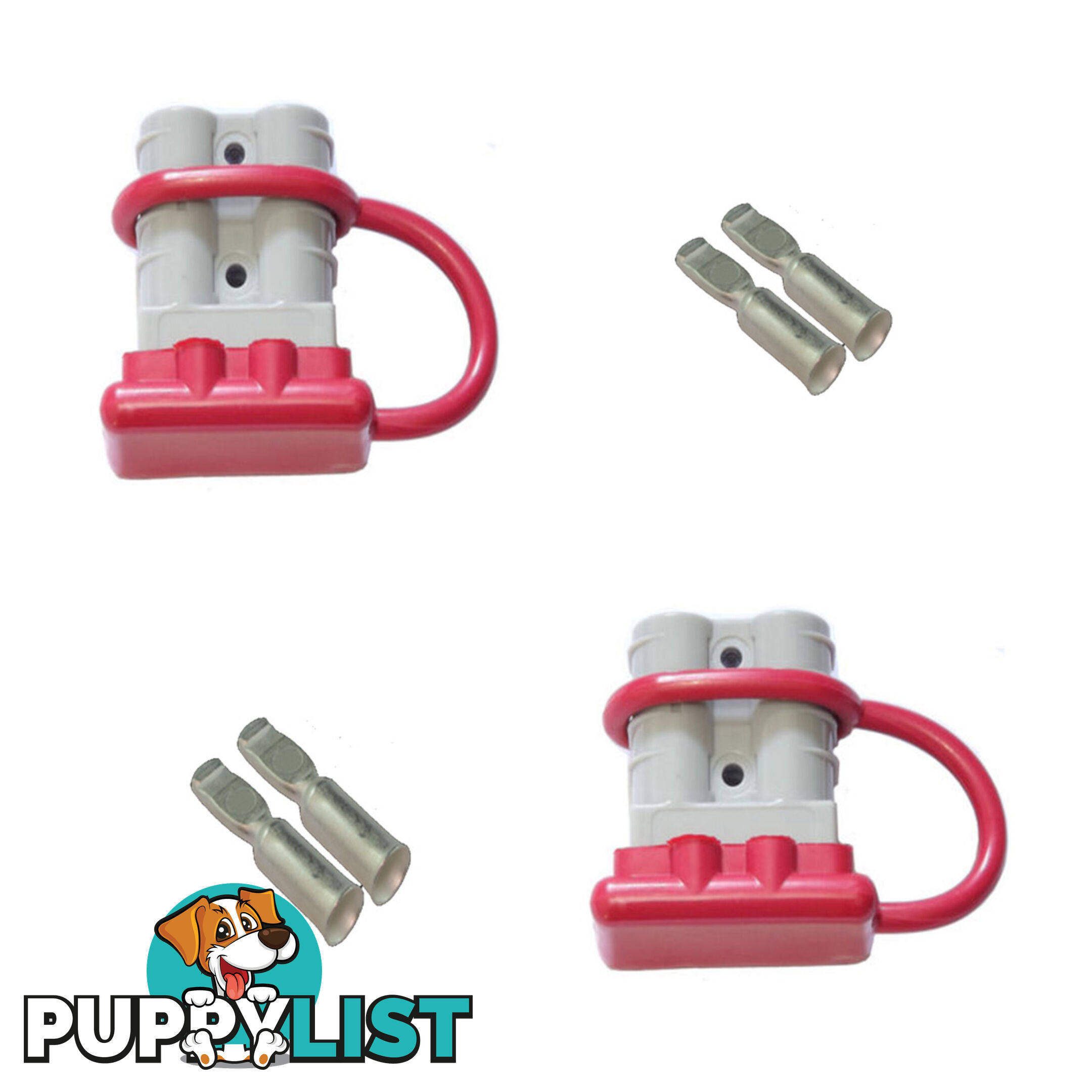 2 x 50 amp Anderson Plugs and Red Dust Covers SKU - BB-50ampAndRedCapx2