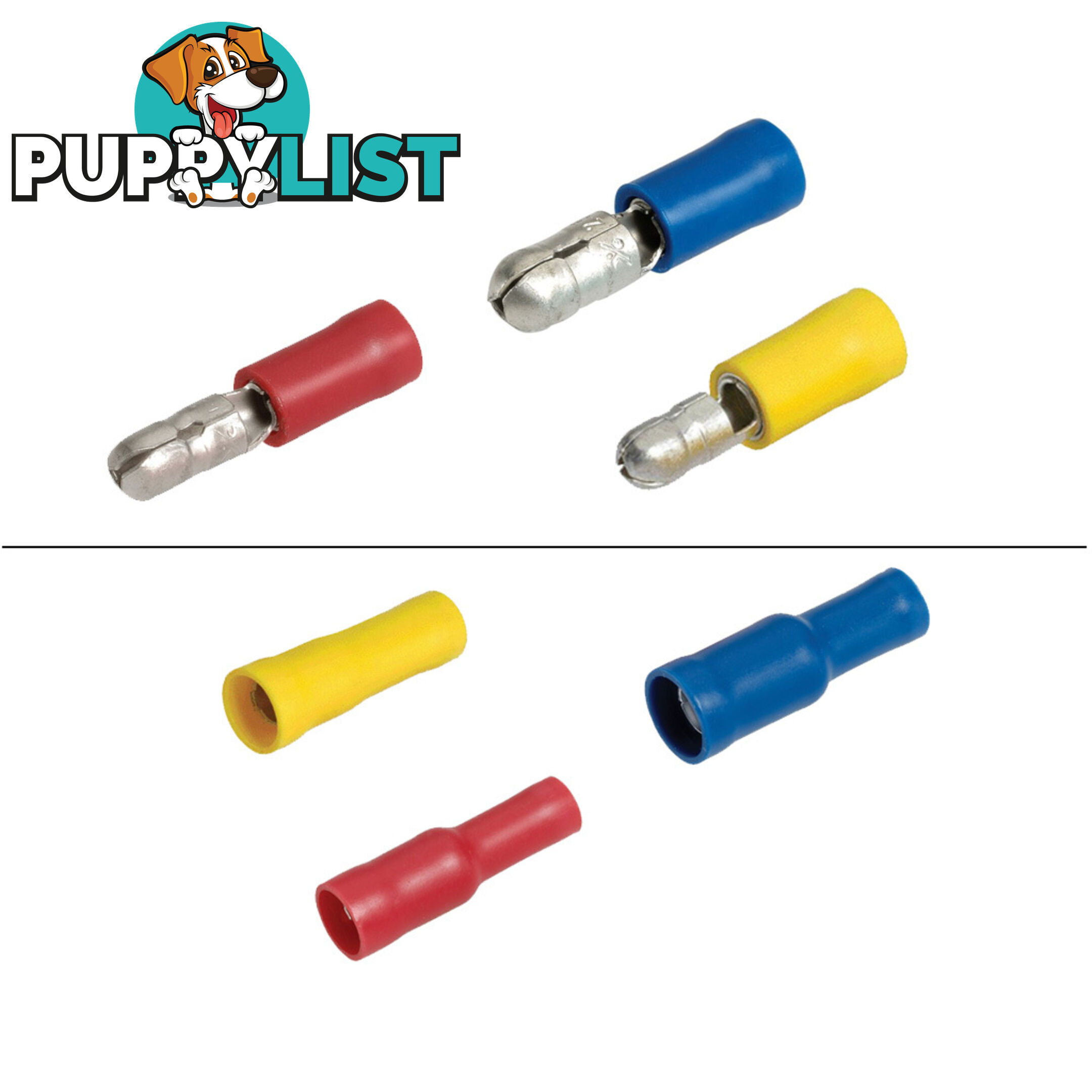 Blue Bar Red/Blue/Yellow Insulated Male/Female Bullet Terminal 10pk SKU - DC-13928, DC-13929, DC-13930, DC-13932, DC-13934, DC-13935