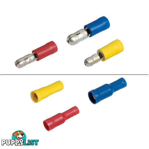 Blue Bar Red/Blue/Yellow Insulated Male/Female Bullet Terminal 10pk SKU - DC-13928, DC-13929, DC-13930, DC-13932, DC-13934, DC-13935