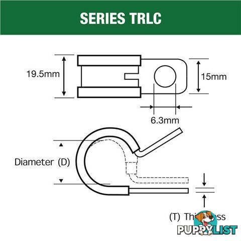 Tridon Rubber Lined Hose Clamp 60mm Zinc Plated 10 pk SKU - TRLC60P