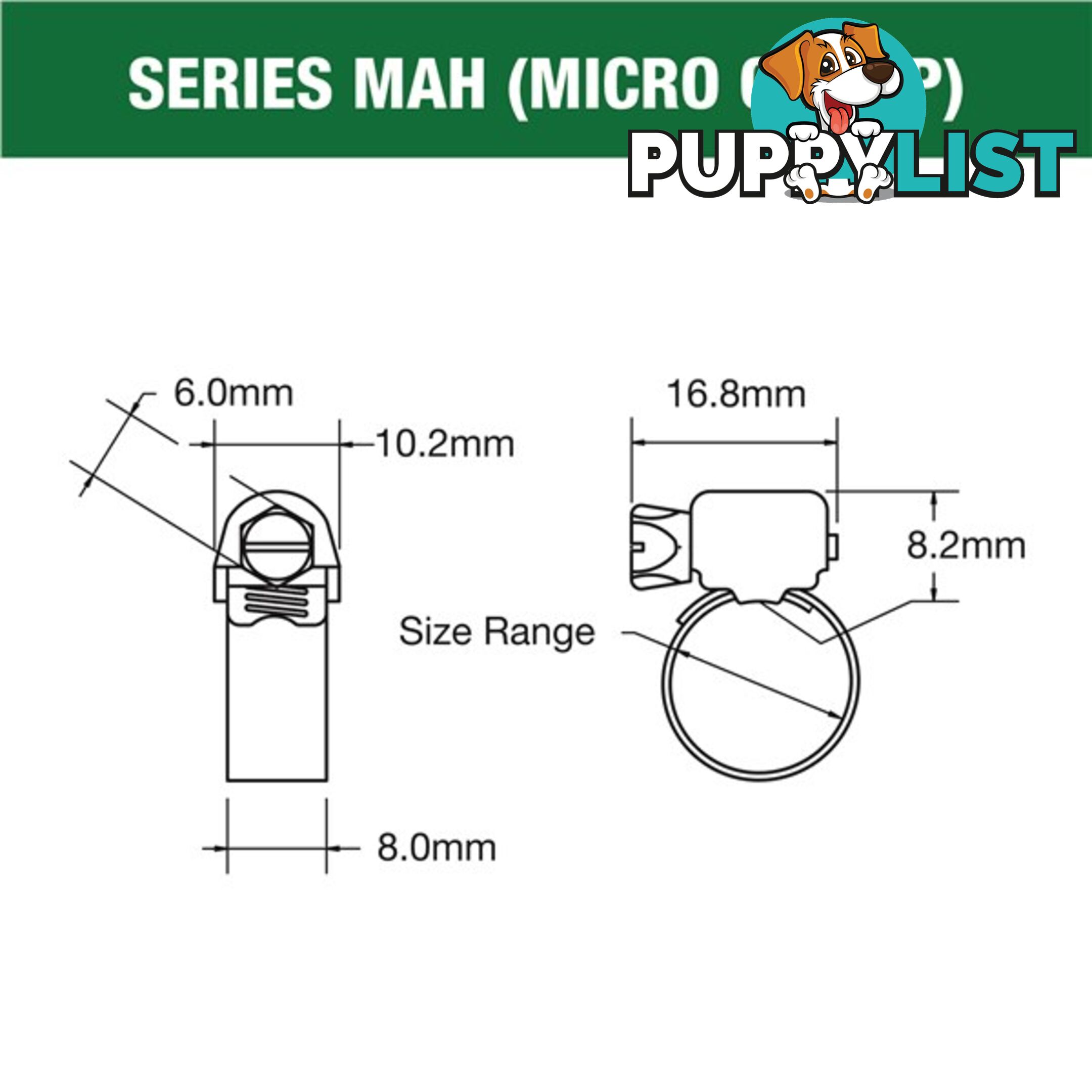 Tridon Full S. Steel Hose Clamp 6mm â 16mm Micro Perforated Band 10pk SKU - MAH004P