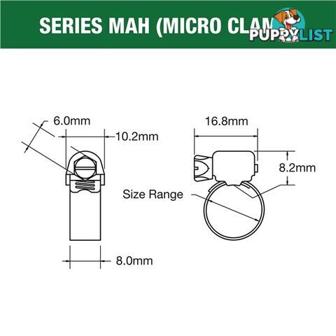 Tridon Full S. Steel Hose Clamp 6mm â 16mm Micro Perforated Band 10pk SKU - MAH004P