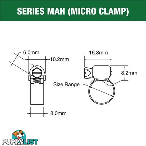 Tridon Full S. Steel Hose Clamp 6mm â 16mm Micro Perforated Band 10pk SKU - MAH004P