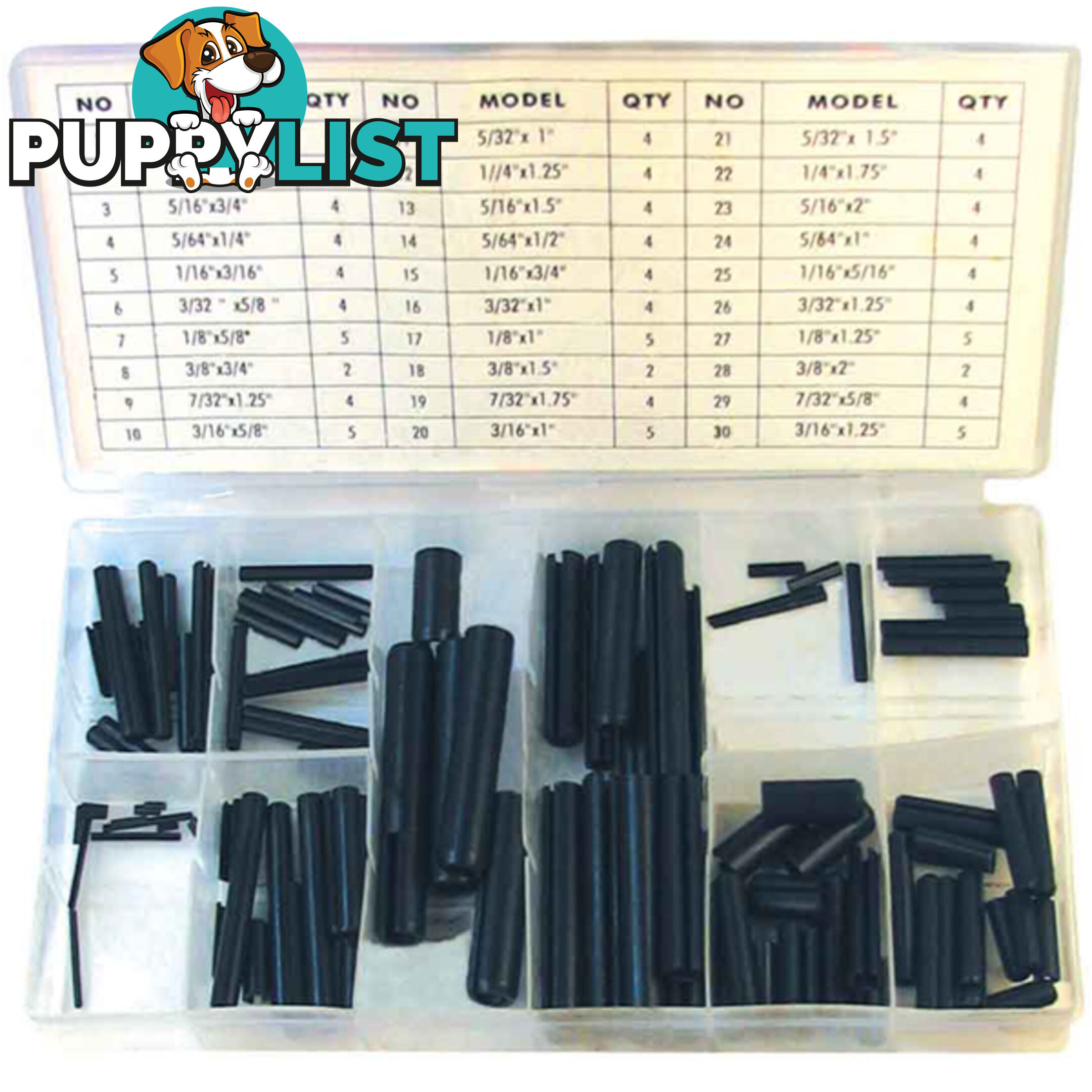 Roll Pin Assortment Kit 120pc SKU - RG2807