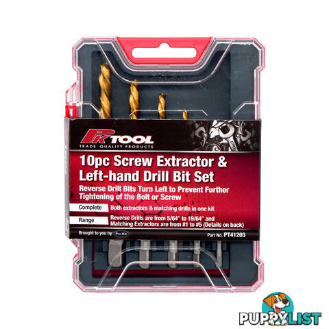 Pro-Kit Screw Extractor   Left-Hand Drill Bit Set  - 10pc SKU - PT41203