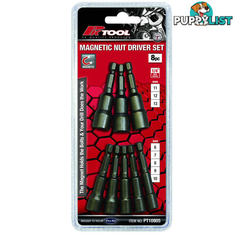 PK Tools 1/4 "dr Magnetic Nut Driver 8pc Set SKU - PT10805