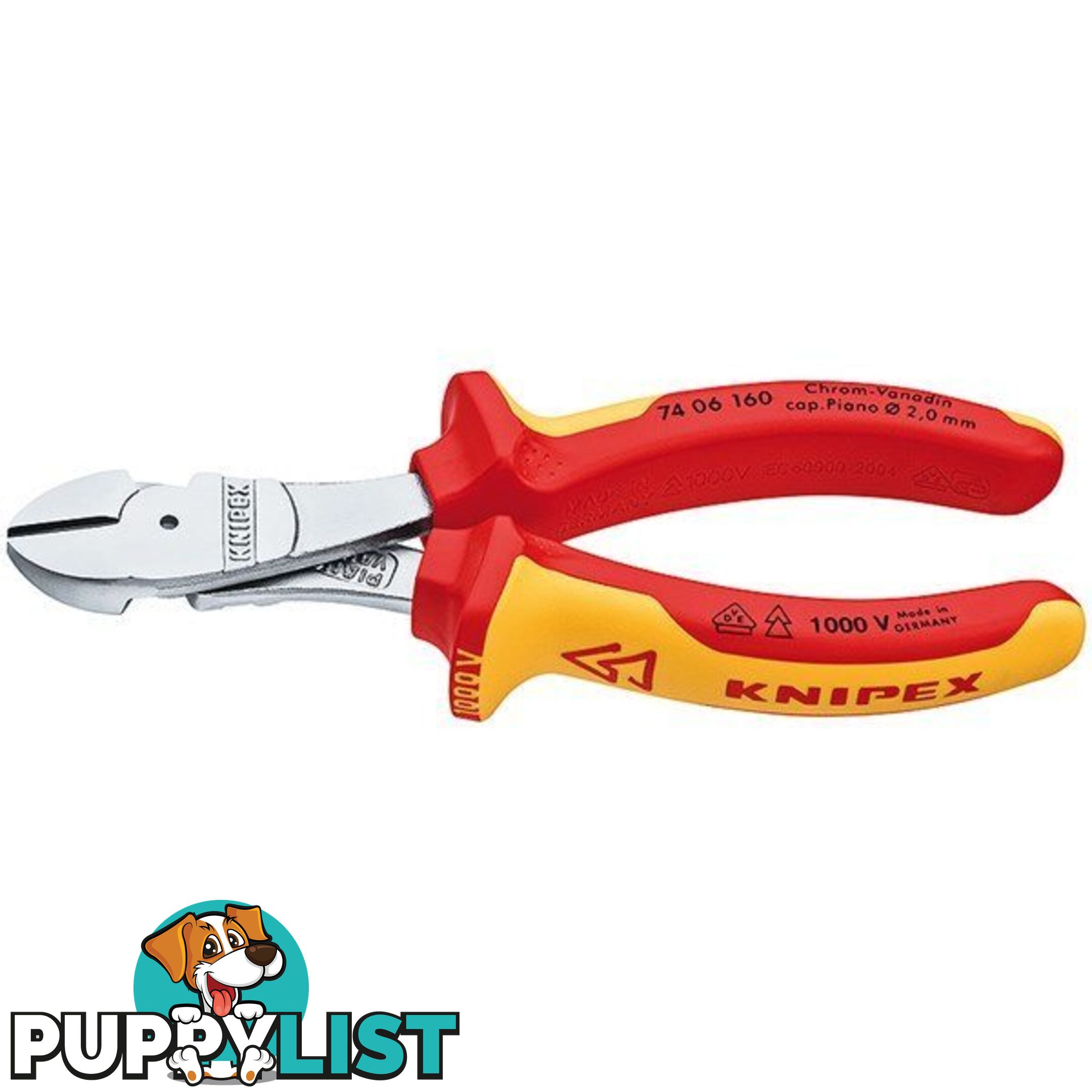 Knipex 160mm Diagonal Cutter  - High Leverage 1000V VDE SKU - 7406160