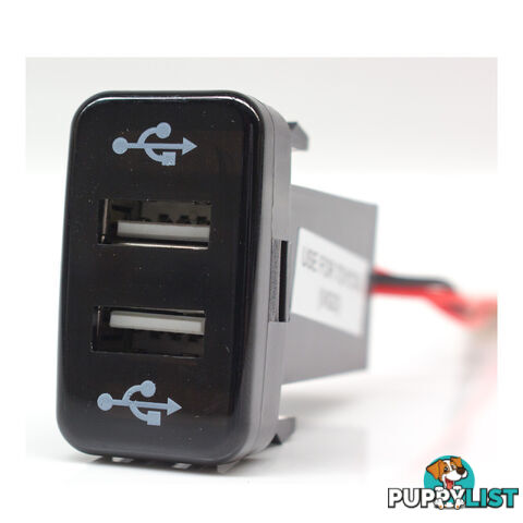 Dual USB Compatible with Toyota 2 x 5v 2.1amp Output 40mmx20mm Green B/light SKU - BB-ToyotaOldUSB