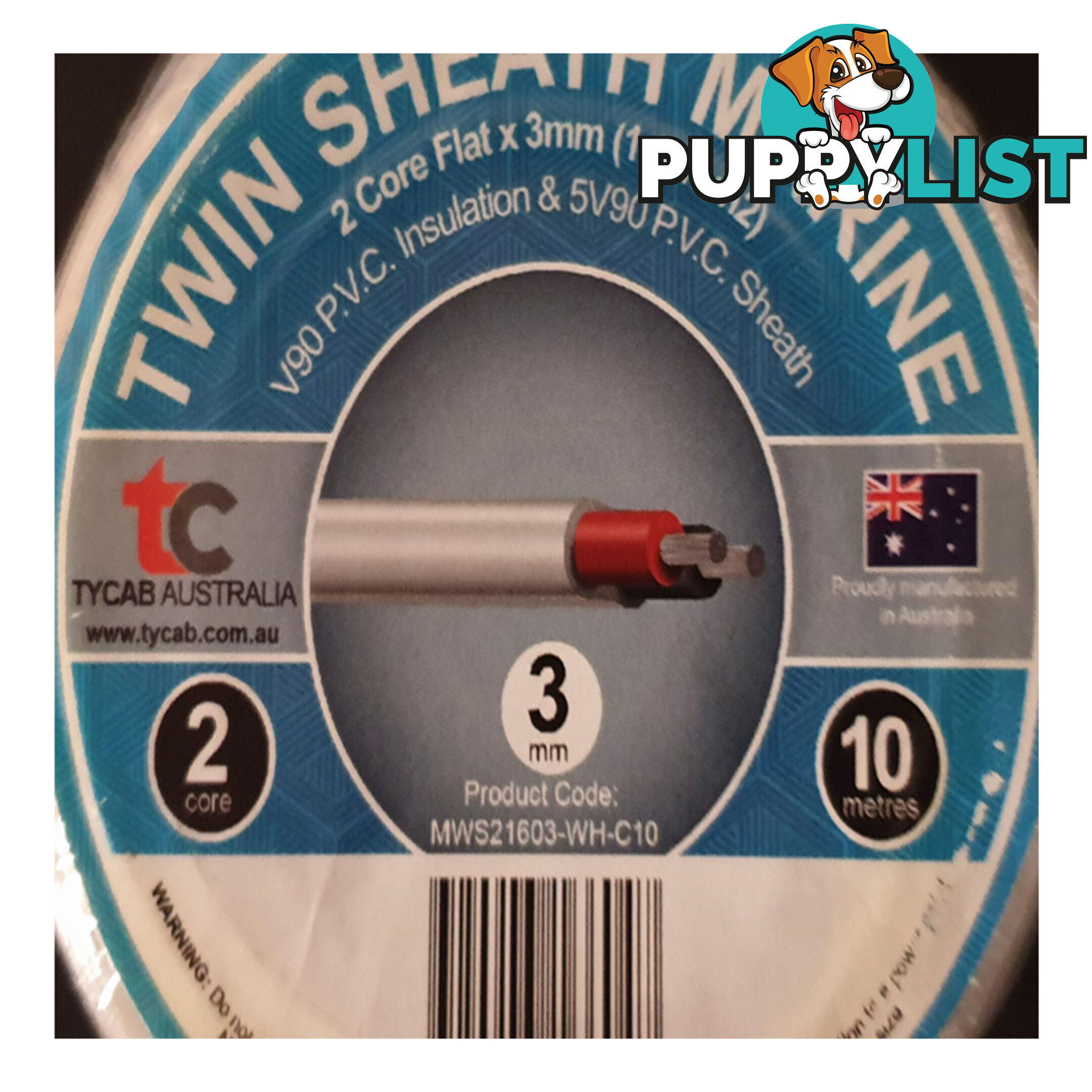 3mm x 10m Tinned Dual Core Wire Automotive and Marine Use TYCAB Australian Wire SKU - 3mmx10mTinned