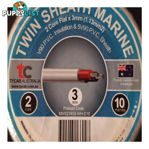 3mm x 10m Tinned Dual Core Wire Automotive and Marine Use TYCAB Australian Wire SKU - 3mmx10mTinned