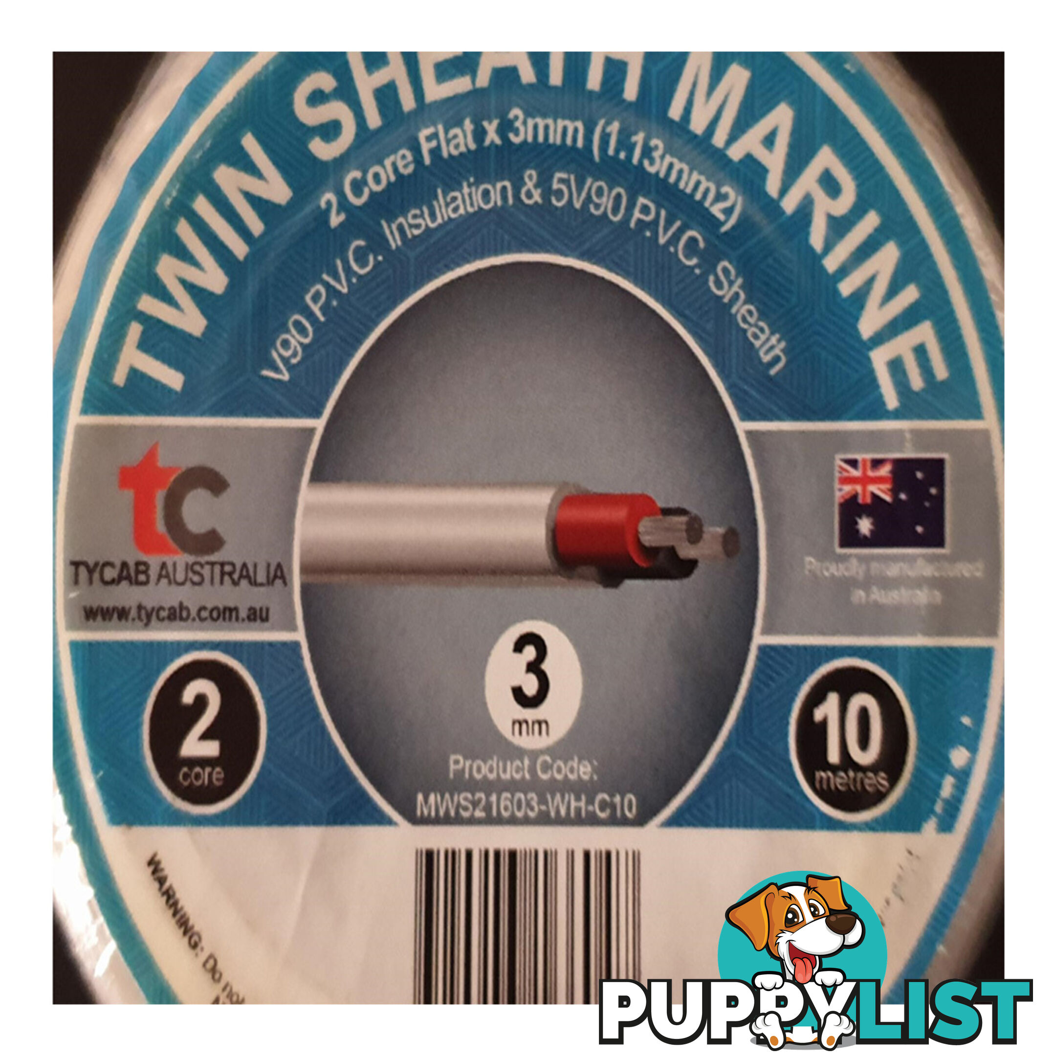 3mm x 10m Tinned Dual Core Wire Automotive and Marine Use TYCAB Australian Wire SKU - 3mmx10mTinned