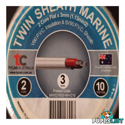 3mm x 10m Tinned Dual Core Wire Automotive and Marine Use TYCAB Australian Wire SKU - 3mmx10mTinned