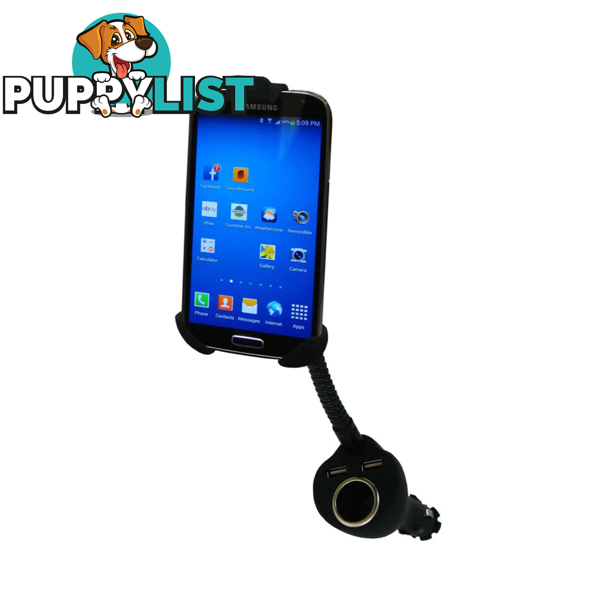 Pro-Kit Phone Holder w/ Lighter Socket   2 USBs Clip On/Off Style SKU - PK31705