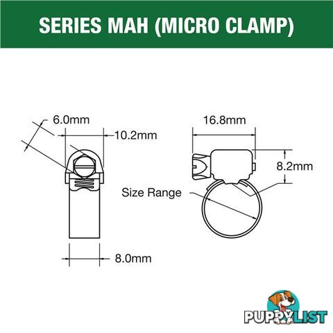 Tridon Full S. Steel Hose Clamp 59mm â 76mm Micro Perforated Band 10pk SKU - MAH040P