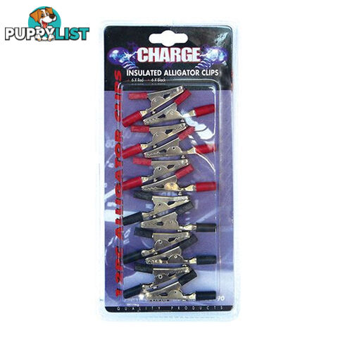 Charge Insulated Alligator Clips 6 x Pos 6 x Neg 50mm Long SKU - RG5290