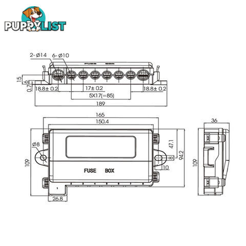 Midi   Mega Fuse Holder 1x Mega Fuse   7 x Midi Fuse Linked SKU - LV5384