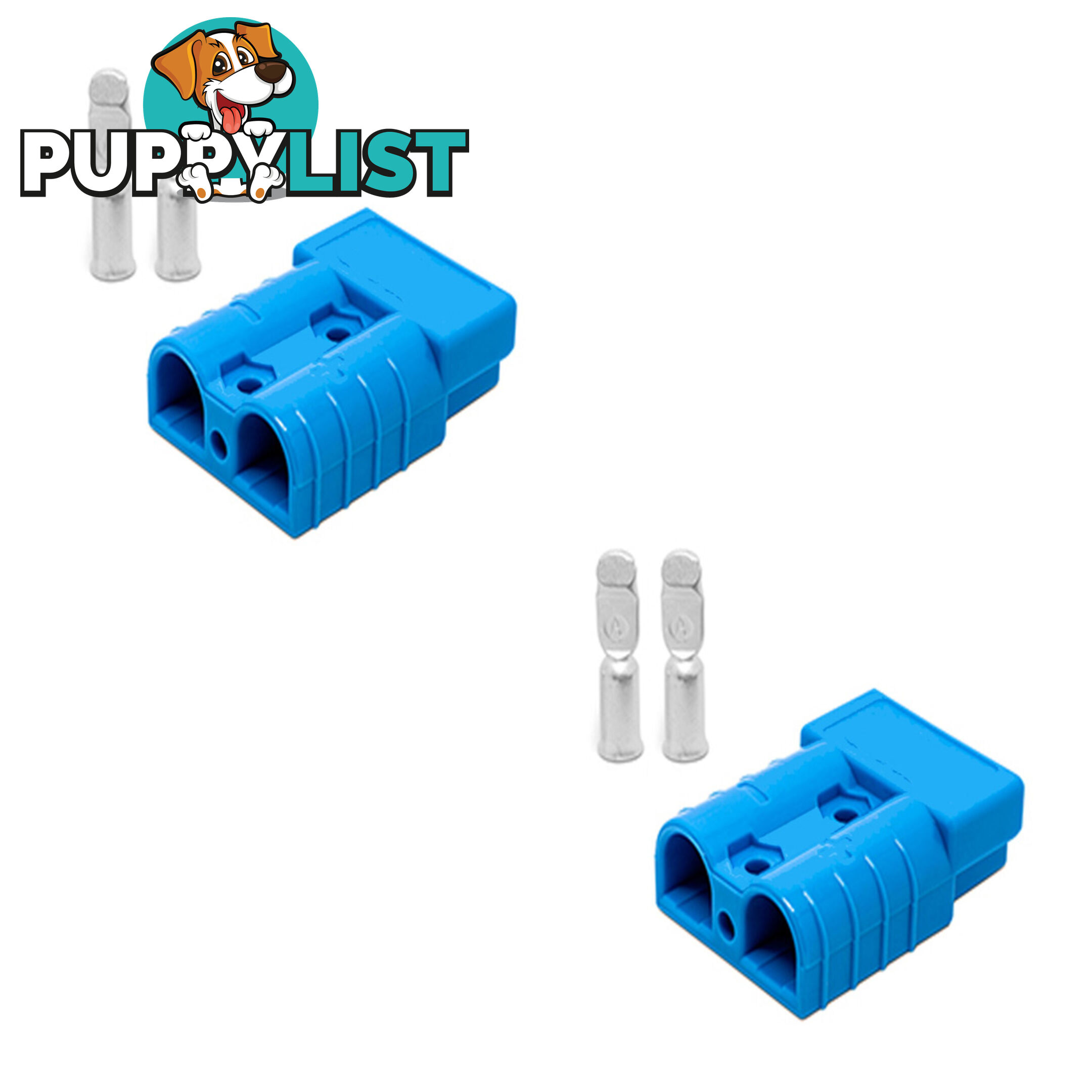 50 amp Anderson Style Plugs (Pair) Blue inc Terminals SKU - 10042-pair