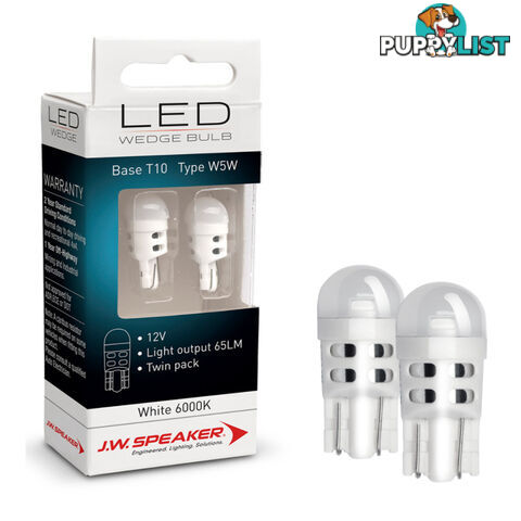 JW Speaker LED 12v Bulb W5W T10 Base White Light Twin Pack SKU - 990110