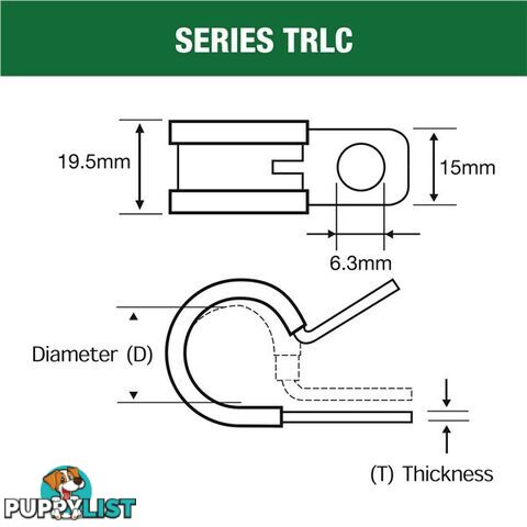 Tridon Rubber Lined Hose Clamp 33mm Zinc Plated 10 pk SKU - TRLC33P