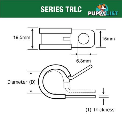 Tridon Rubber Lined Hose Clamp 33mm Zinc Plated 10 pk SKU - TRLC33P