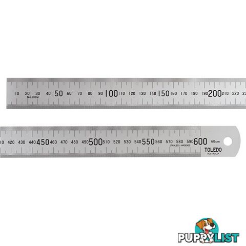 Toledo 600mm Ruler Stainless Steel Single Sided Metric SKU - 600M