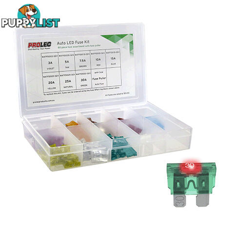 Auto LED Fuse Kit Sizes 3a  - 30a with Puller Genuine Brand Fuses SKU - ATFD-KIT