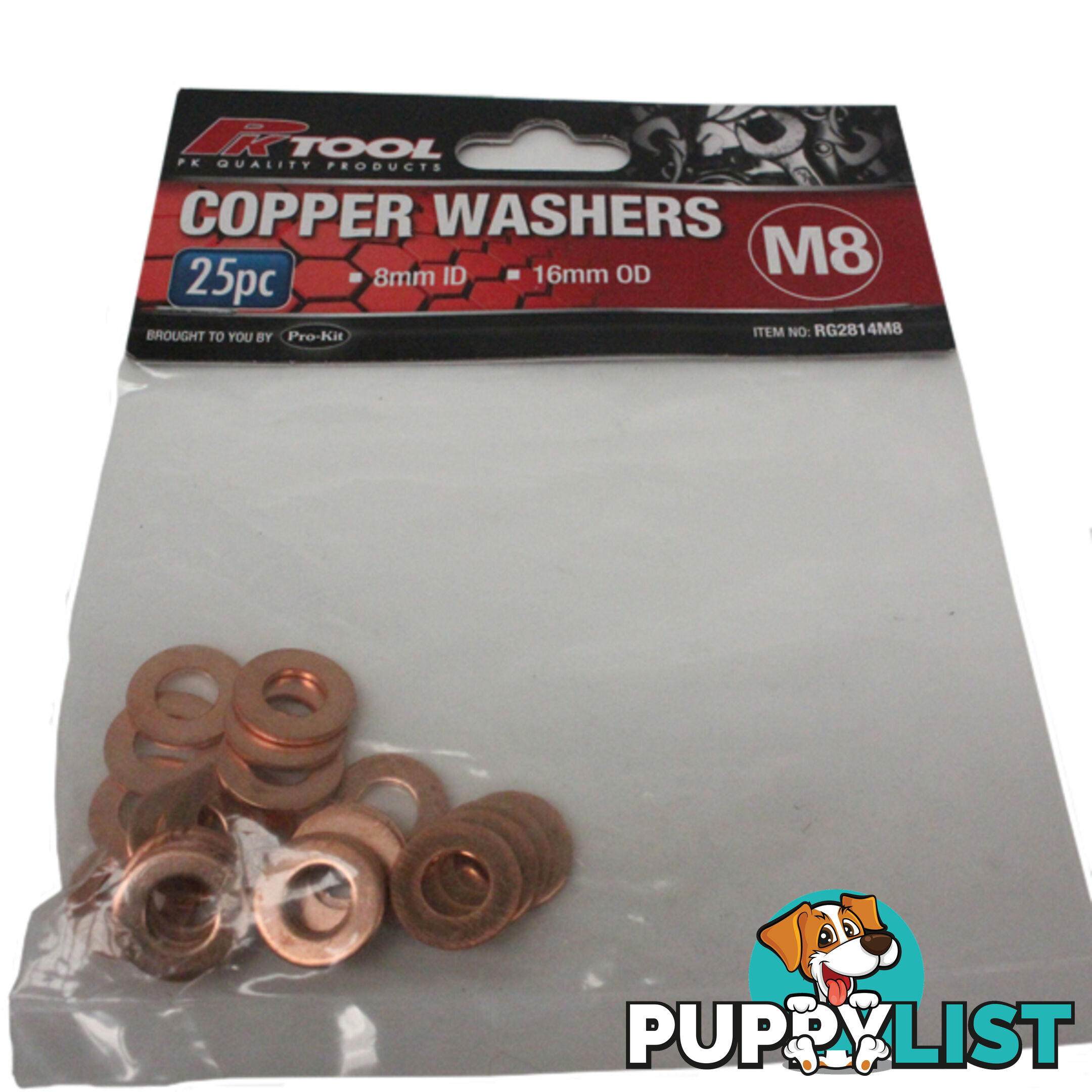 Copper Washers 8mm ID  - 16mm OD 25pc pack SKU - RG2814M8