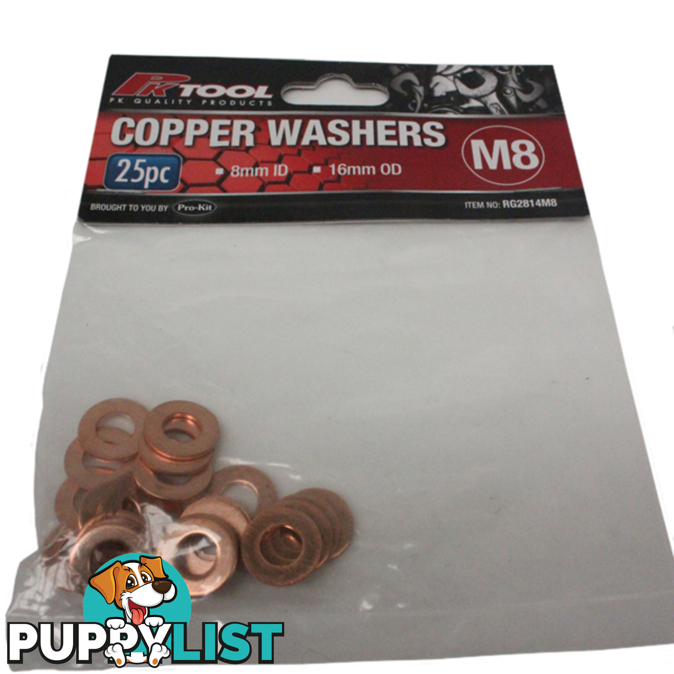 Copper Washers 8mm ID  - 16mm OD 25pc pack SKU - RG2814M8