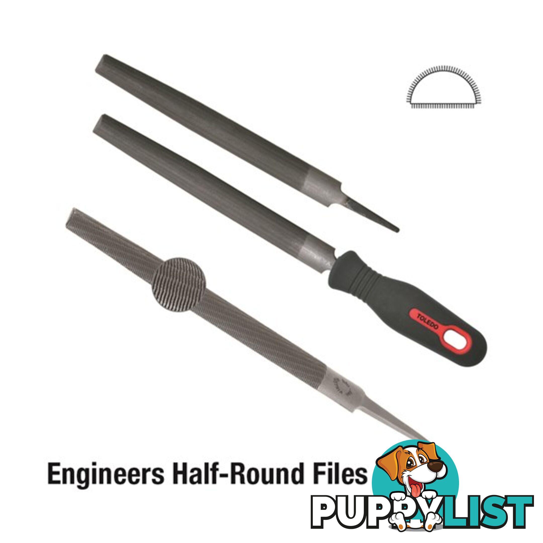 Toledo Half Round File Smooth  - 200mm SKU - 08HR03CD