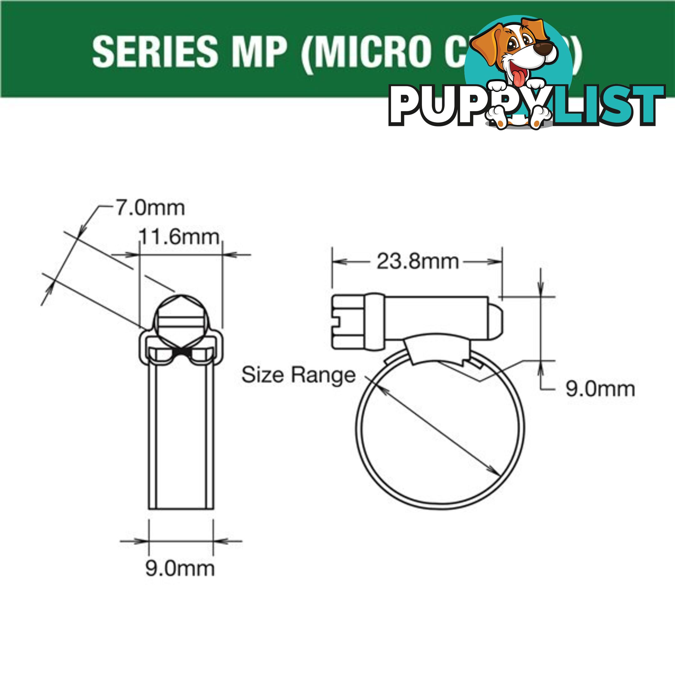 Tridon Part S.S Hose Clamp 13mm-20mm Multi Purpose Solid Micro Band 10pk SKU - MP00P