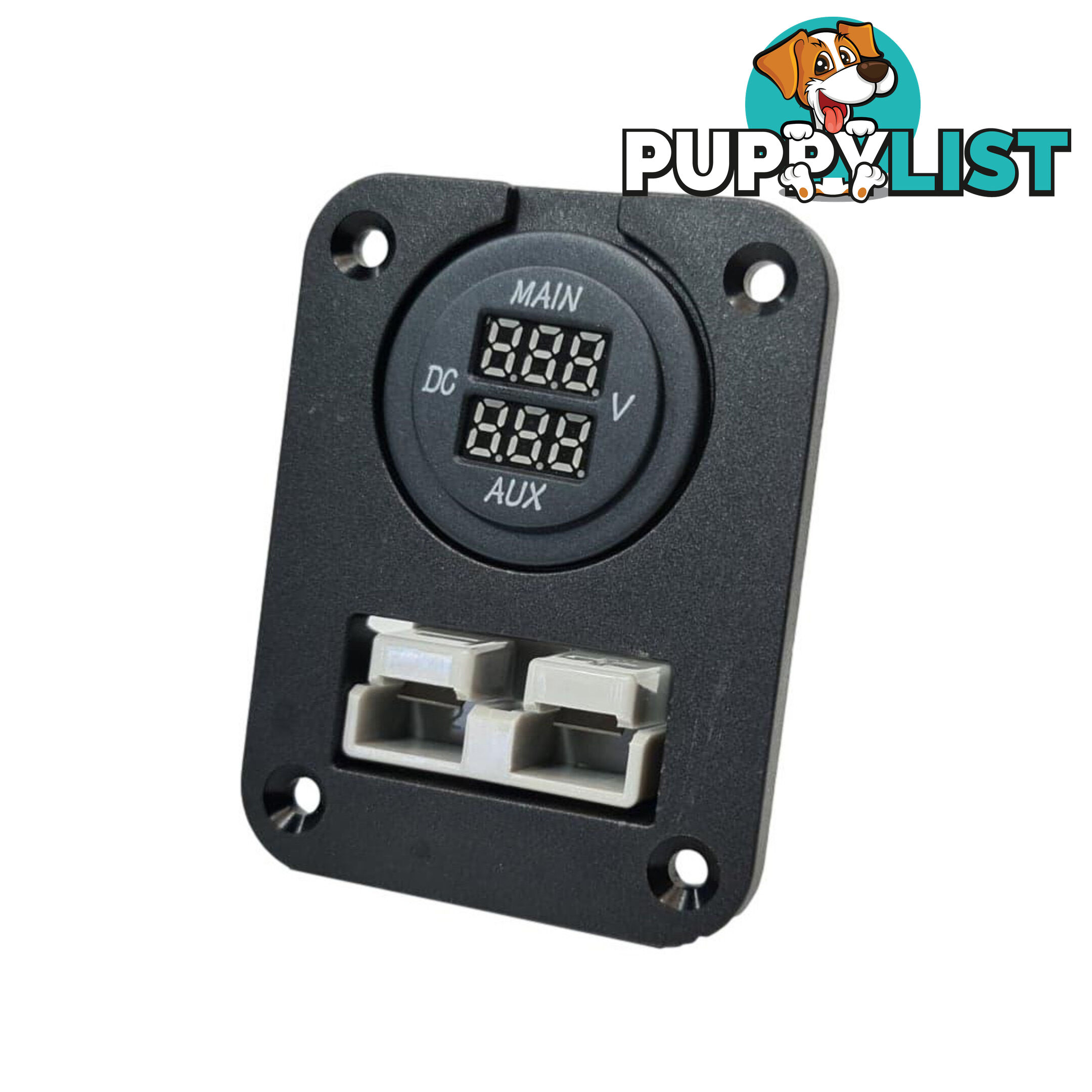 Panel Mount Assembly with 50 amp Anderson Plug and Dual Volt Meter SKU - AR0250aDualVolt