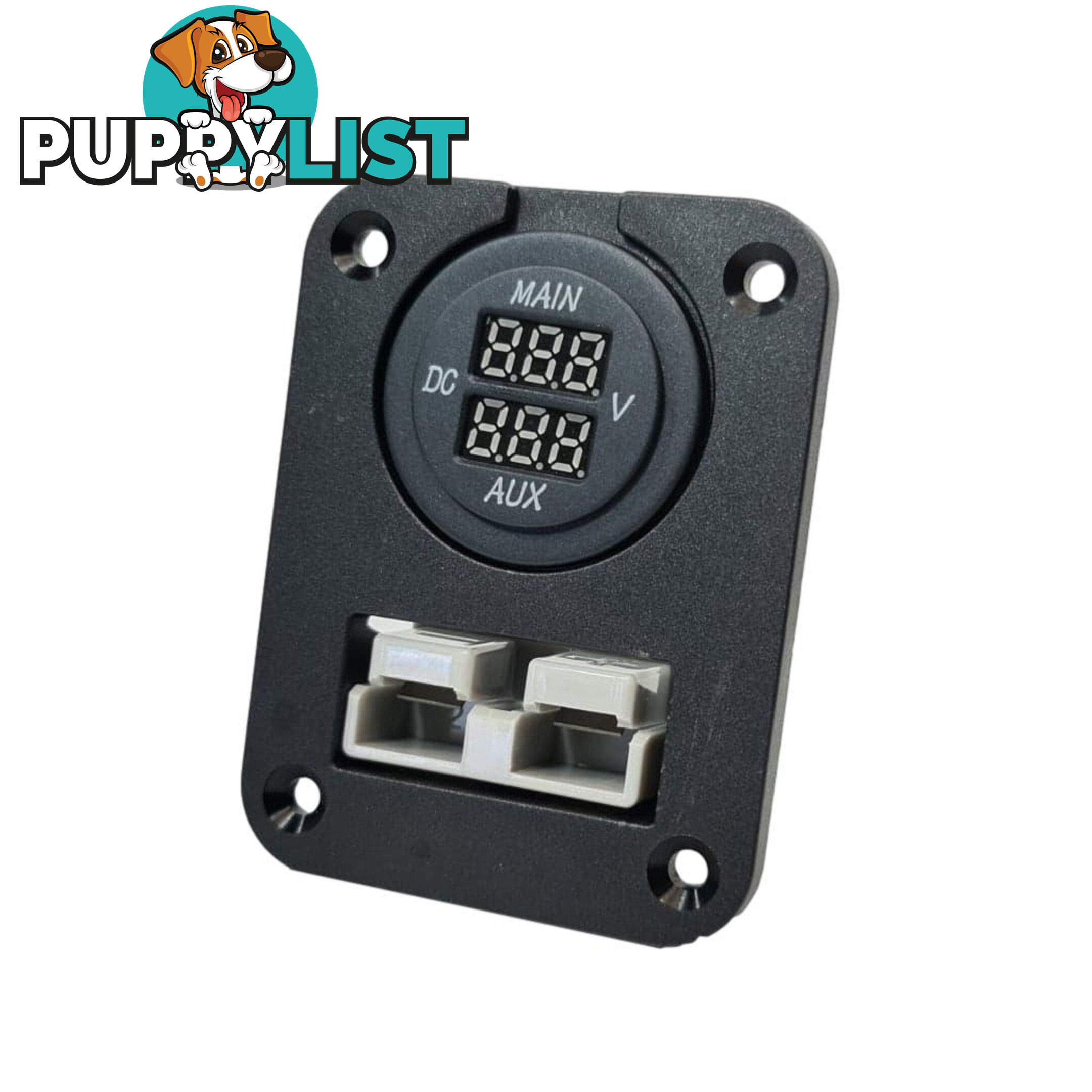 Panel Mount Assembly with 50 amp Anderson Plug and Dual Volt Meter SKU - AR0250aDualVolt