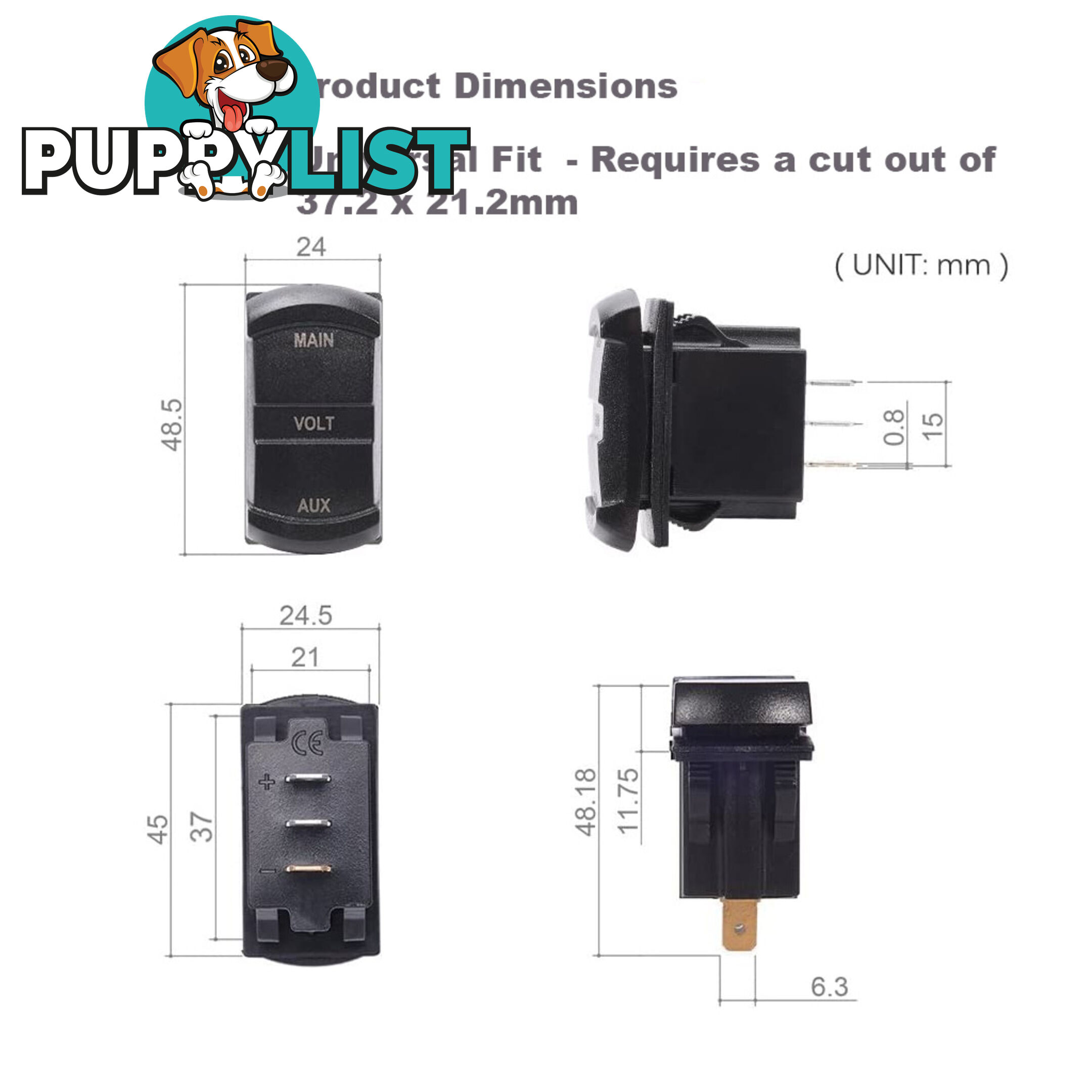 Dual Volt Meter  - Panel Mount 48.5 x 24mm LED Blue B/Light Universal Fit SKU - BB-10053