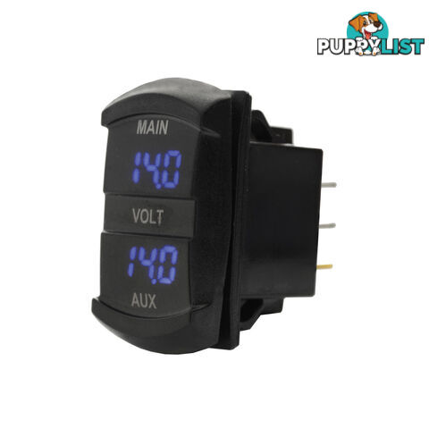 Dual Volt Meter  - Panel Mount 48.5 x 24mm LED Blue B/Light Universal Fit SKU - BB-10053