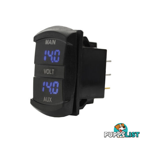 Dual Volt Meter  - Panel Mount 48.5 x 24mm LED Blue B/Light Universal Fit SKU - BB-10053